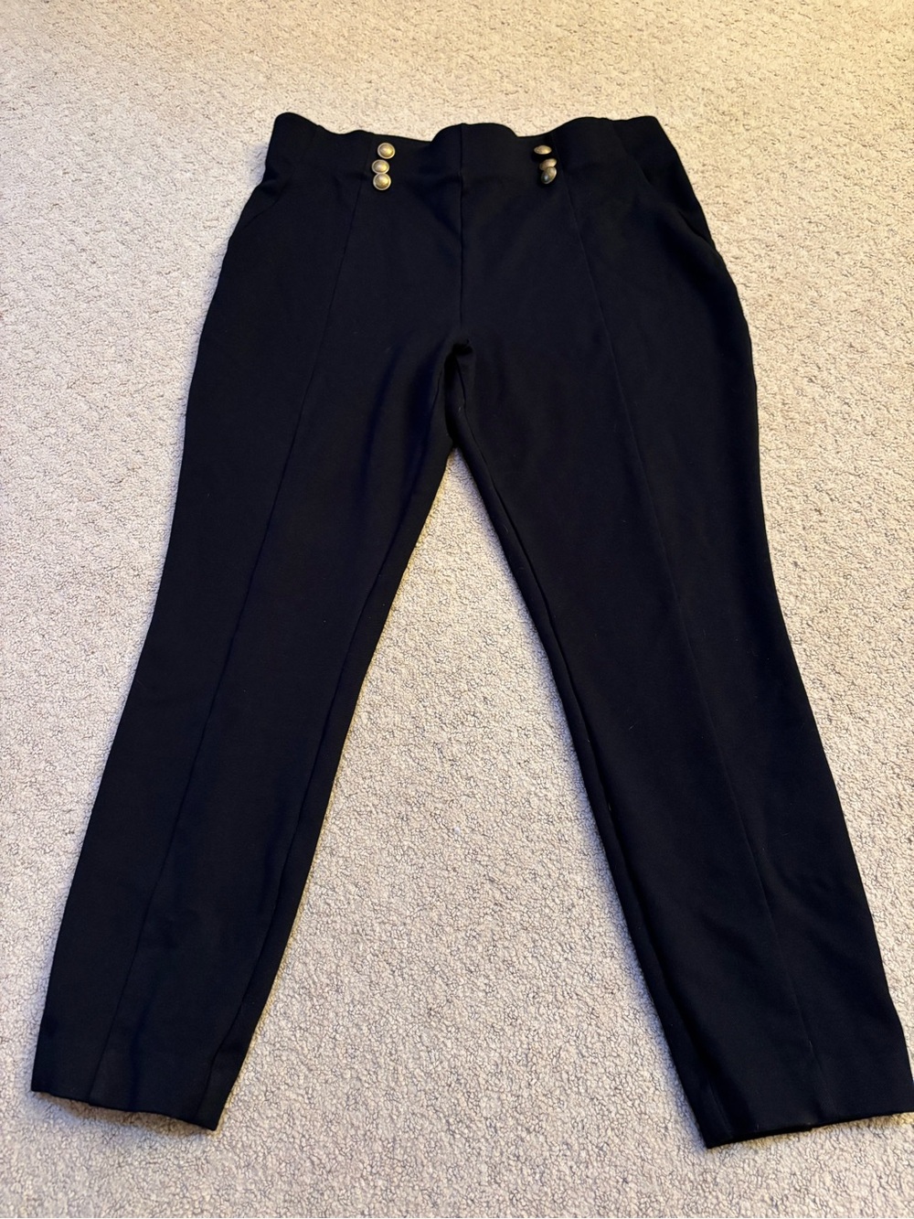 Express High Rise Sailor Style Ponte Slim Leg Pants, Black Stretchy